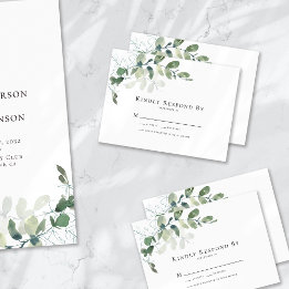 Kleine Eucalyptus groen bruiloft RSVP Kaart Notitiekaartje