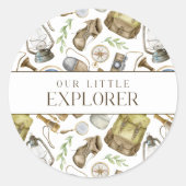 Kleine Explorer Neutrale Custom Favor Ronde Sticker (Voorkant)