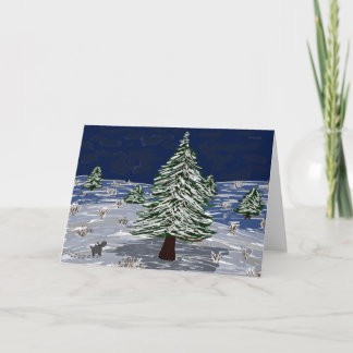 Kleine ezel en grote pijnboom feestdagen kaart