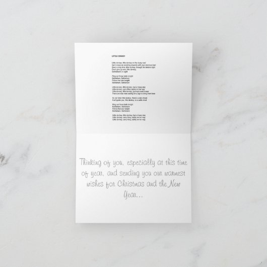 Kleine ezel Kerstmis en Nieuwjaarskaart Feestdagen Kaart (Binnen)