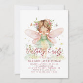 Kleine Fairy Ballerina Roze Verjaardagsfeestje Kaart (Voorkant)