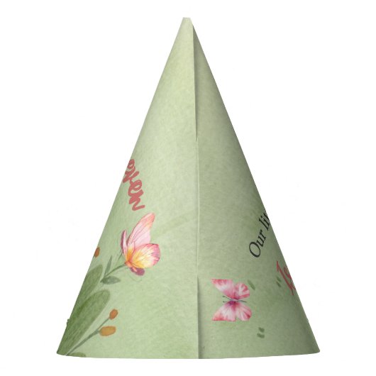 Kleine Fairy Pink Castle vlinder elke leeftijd Feesthoedjes (Achterkant)