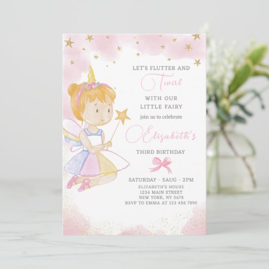 Kleine Fairy Verjaardag uitnodiging (Staand voorkant)