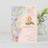 Kleine Fairy Wildbloemen Magisch Meisje 1e Verjaar Kaart (Staand voorkant)
