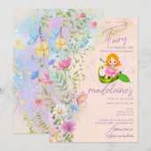 Kleine Fairy Wildbloemen Magisch Meisje 1e Verjaar Kaart (Voorkant / Achterkant)