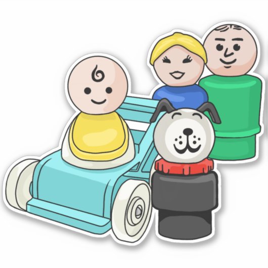 Kleine familie met Baby-roller Sticker (Voorkant)