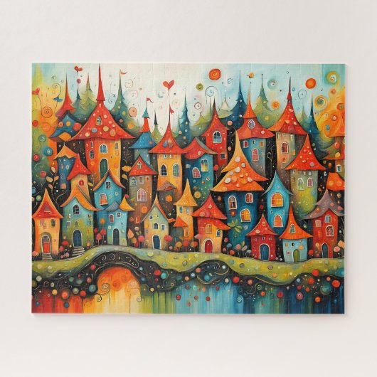 kleine fantasie sprookjesstad legpuzzel (Horizontaal)