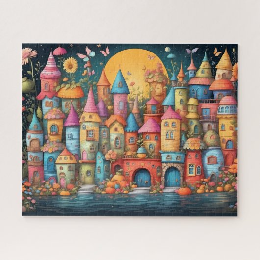 kleine fantasie sprookjesstad legpuzzel (Horizontaal)