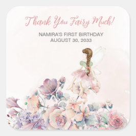 Kleine fee betoverrukte tuin verjaardag gunst vierkante sticker