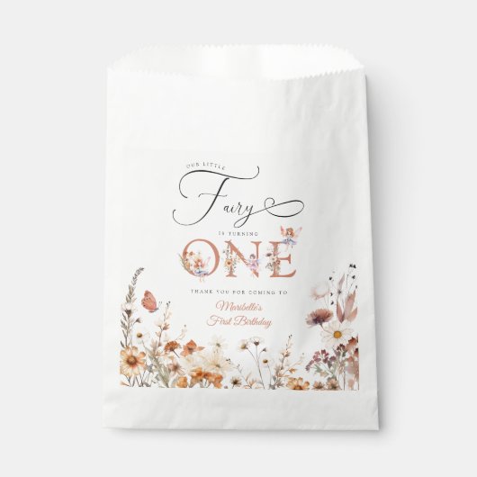 Kleine fee bloementuin eerste verjaardag bedankzakje (Voorkant)