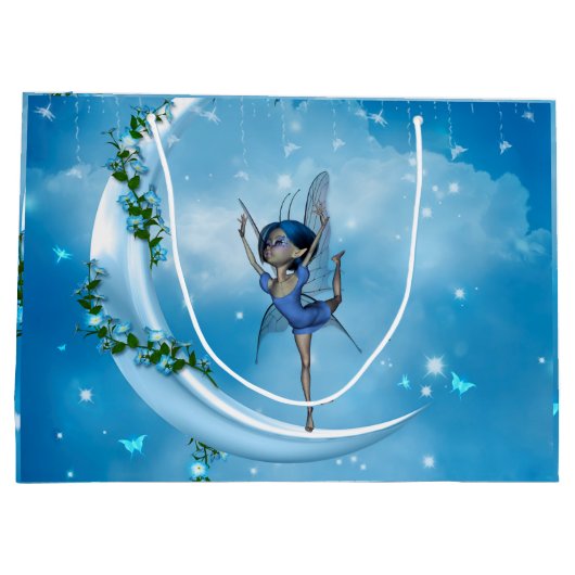 Kleine fee danst op de maan groot cadeauzakje (Achterkant)