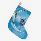 Kleine fee danst op de maan kerstsok (Voorkant (Hangend))