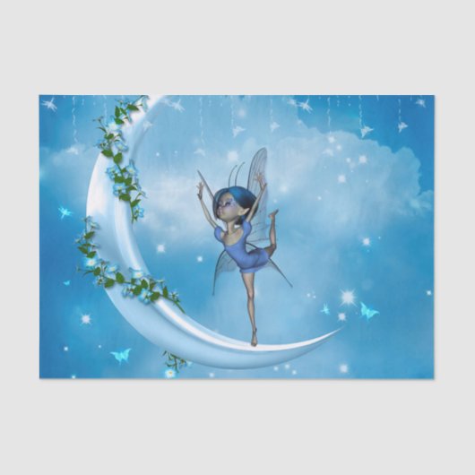 Kleine fee danst op de maan tissuepapier (Voorkant)