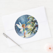 Kleine fee die kerstbomen versiert ronde sticker (Envelop)
