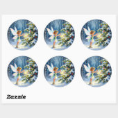 Kleine fee die kerstbomen versiert ronde sticker (Vel)