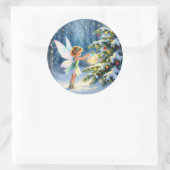 Kleine fee die kerstbomen versiert ronde sticker (Tas)