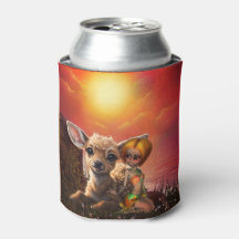 Kleine fee en de schattige fawn.