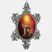 Kleine fee en de schattige fawn. tin sneeuwvlok ornament (Links)