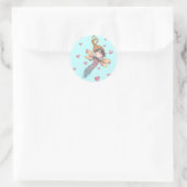 Kleine fee en hartstickers ronde sticker (Tas)