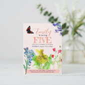 Kleine fee en wilde bloemen briefkaart (Staand voorkant)