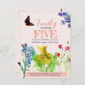 Kleine fee en wilde bloemen briefkaart (Voorkant / Achterkant)