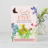 Kleine fee en wilde bloemen kaart (Staand voorkant)