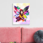 Kleine fee met bloemen canvas afdruk (Insitu (Woonkamer))