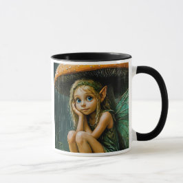 Kleine fee met schimmel mok