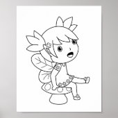 Kleine fee op een paddenstoel kleurplaat poster (Voorkant)