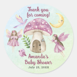 Kleine fee Spreekt uit dankbaarheid voor de baby s Ronde Sticker