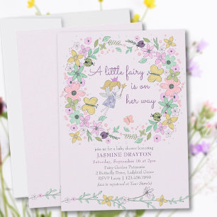 Kleine Fee Whimsy Bloem Tuin Meisje Baby Shower Kaart