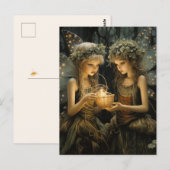 Kleine feeën in de Bossen  gloeiende lichten Briefkaart (Voorkant / Achterkant)