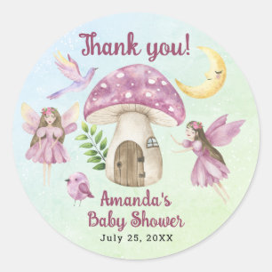 Kleine feeën Whimsical Baby Shower Bedankt Ronde Sticker