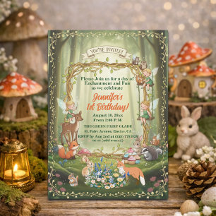 Kleine Feeën Whimsical Bos 1e Verjaardagsfeestje Kaart