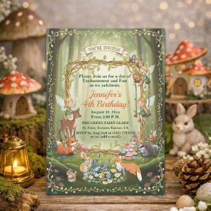 Kleine Feeën Whimsical Bos 4e Verjaardagsfeestje Kaart