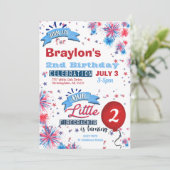 Kleine Firecracker 2e verjaardag uitnodiging (Staand voorkant)