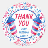 Kleine Firecracker 4 juli Verjaardag Dank U Ronde Sticker (Voorkant)