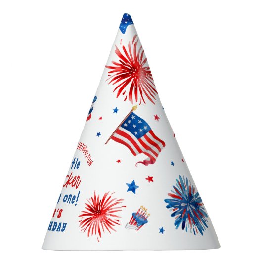 Kleine Firecracker 4 juli Zomer 1 Verjaardag Feesthoedjes (Rechts)