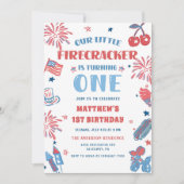 Kleine Firecracker 4th van 1 juli Verjaardag Kaart (Voorkant)