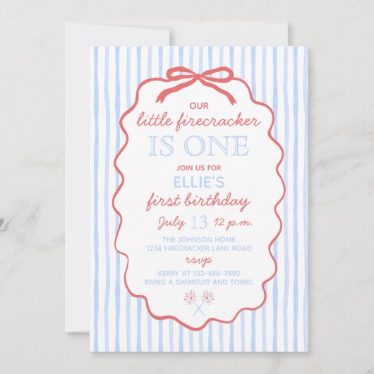 Kleine Firecracker 4th van 1 juli Verjaardag Kaart (Voorkant)