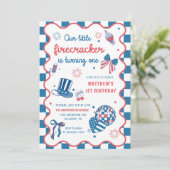 Kleine Firecracker 4th van 1 juli Verjaardag Kaart (Staand voorkant)