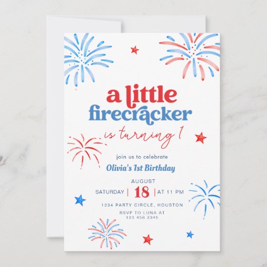 Kleine Firecracker 4th van 1 juli Verjaardag Kaart (Voorkant)