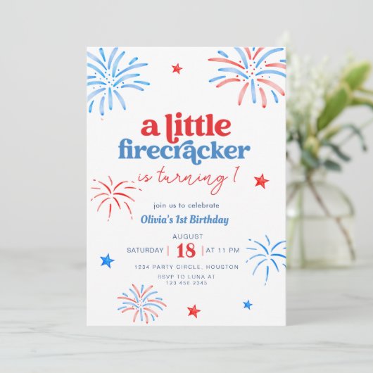 Kleine Firecracker 4th van 1 juli Verjaardag Kaart (Staand voorkant)