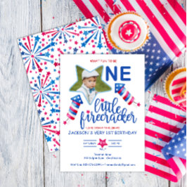 Kleine Firecracker 4th van juli Eerste Verjaardag Kaart