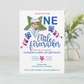 Kleine Firecracker 4th van juli Eerste Verjaardag Kaart (Staand voorkant)