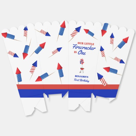 Kleine Firecracker is een eerste verjaardag 4 juli Bedankdoosjes (Ongevouwen)
