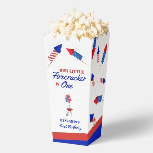 Kleine Firecracker is een eerste verjaardag 4 juli Bedankdoosjes (Popped)
