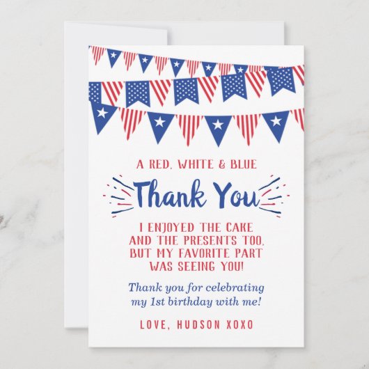 Kleine Firecracker op 4 juli 1991 Bedankkaart (Voorkant)