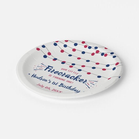 Kleine Firecracker op 4 juli 1991 Papieren Bordje (Gekanteld)