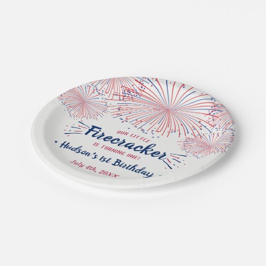 Kleine Firecracker op 4 juli 1991 Papieren Bordje (Gekanteld)